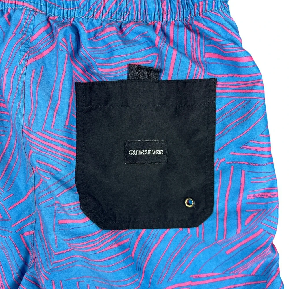 Quiksilver Mens Volley Board Shorts Blue Pink Abstract Swim Trunks Size L